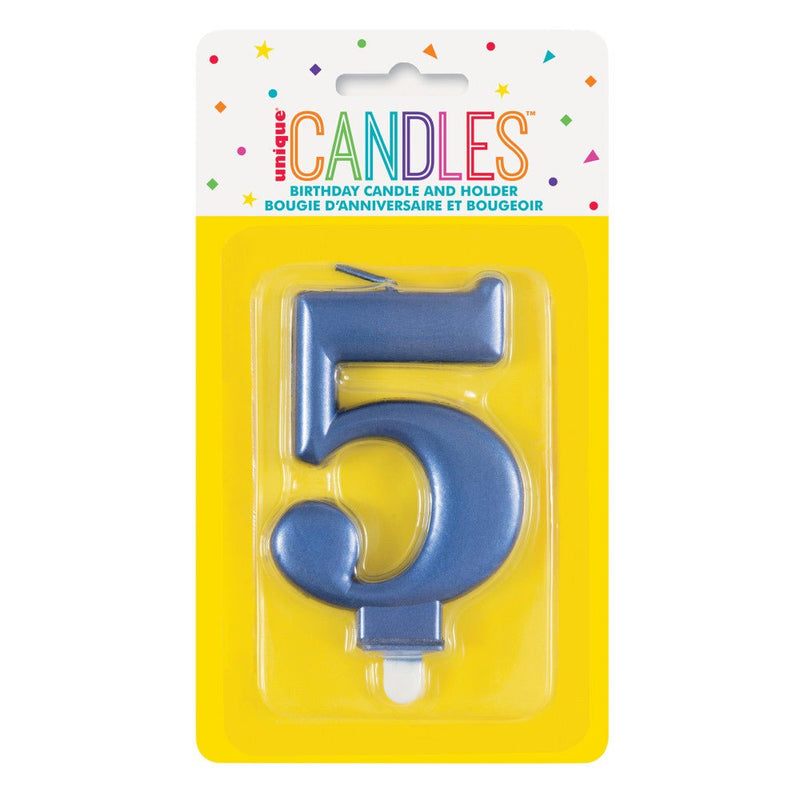 Metallic BLUE Number 5 Birthday Candle - Sweets 'n' Things