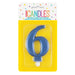 Metallic BLUE Number 6 Birthday Candle - Sweets 'n' Things