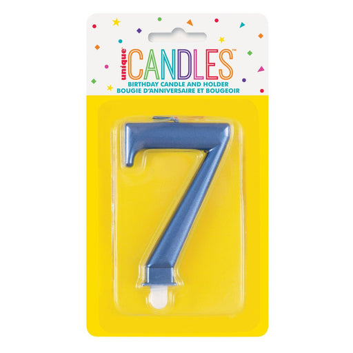 Metallic BLUE Number 7 Birthday Candle - Sweets 'n' Things
