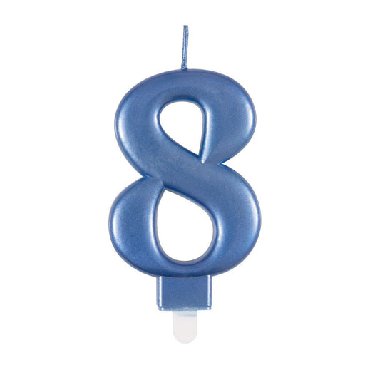 Metallic BLUE Number 8 Birthday Candle - Sweets 'n' Things