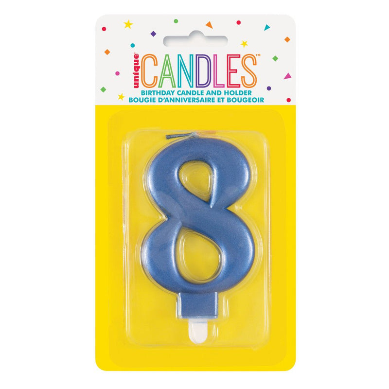 Metallic BLUE Number 8 Birthday Candle - Sweets 'n' Things