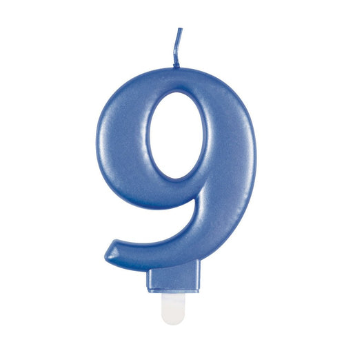 Metallic BLUE Number 9 Birthday Candle - Sweets 'n' Things