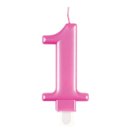 Metallic PINK Number 1 Birthday Candle - Sweets 'n' Things