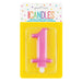 Metallic PINK Number 1 Birthday Candle - Sweets 'n' Things