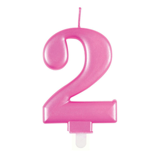 Metallic PINK Number 2 Birthday Candle - Sweets 'n' Things