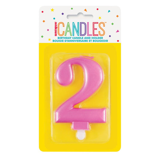 Metallic PINK Number 2 Birthday Candle - Sweets 'n' Things