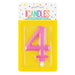 Metallic PINK Number 4 Birthday Candle - Sweets 'n' Things