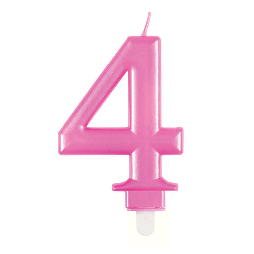 Metallic PINK Number 4 Birthday Candle - Sweets 'n' Things