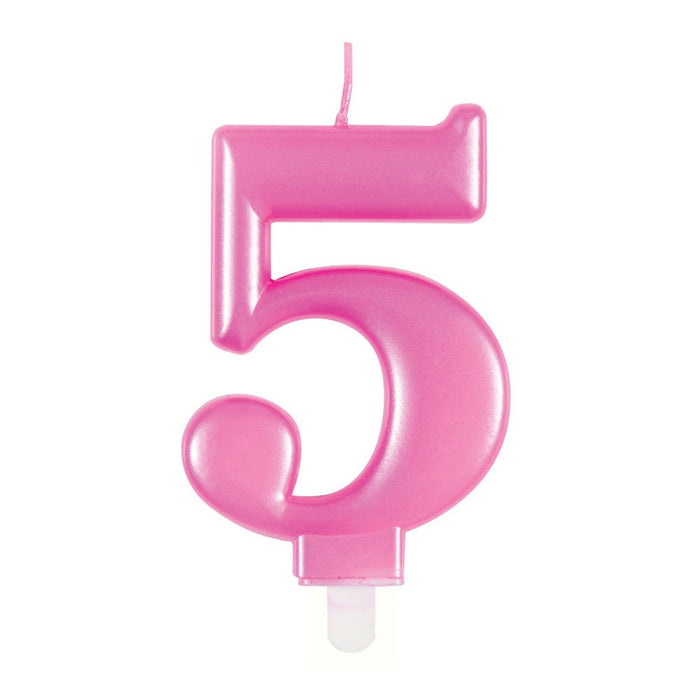 Metallic PINK Number 5 Birthday Candle - Sweets 'n' Things