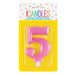 Metallic PINK Number 5 Birthday Candle - Sweets 'n' Things