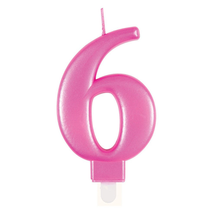 Metallic PINK Number 6 Birthday Candle - Sweets 'n' Things
