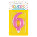 Metallic PINK Number 6 Birthday Candle - Sweets 'n' Things