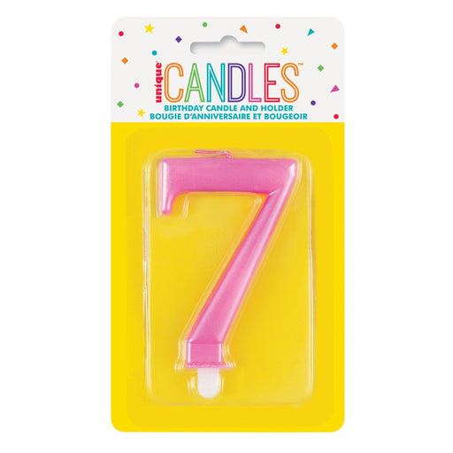 Metallic PINK Number 7 Birthday Candle - Sweets 'n' Things