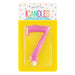 Metallic PINK Number 7 Birthday Candle - Sweets 'n' Things