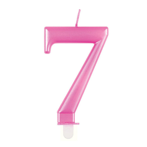 Metallic PINK Number 7 Birthday Candle - Sweets 'n' Things