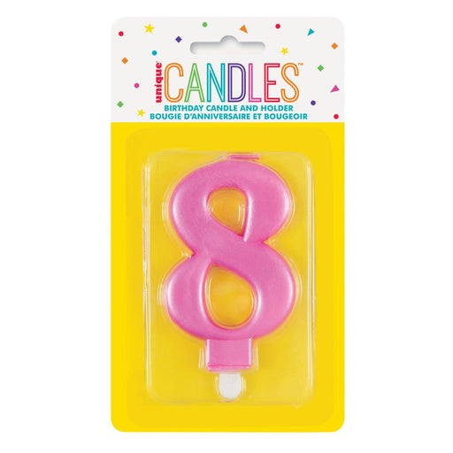 Metallic PINK Number 8 Birthday Candle - Sweets 'n' Things