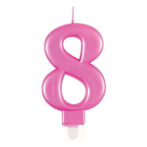 Metallic PINK Number 8 Birthday Candle - Sweets 'n' Things