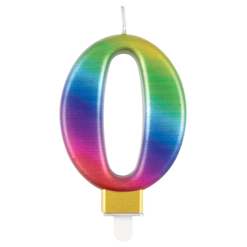 Metallic RAINBOW Number 0 Birthday Candle - Sweets 'n' Things