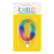 Metallic RAINBOW Number 0 Birthday Candle - Sweets 'n' Things