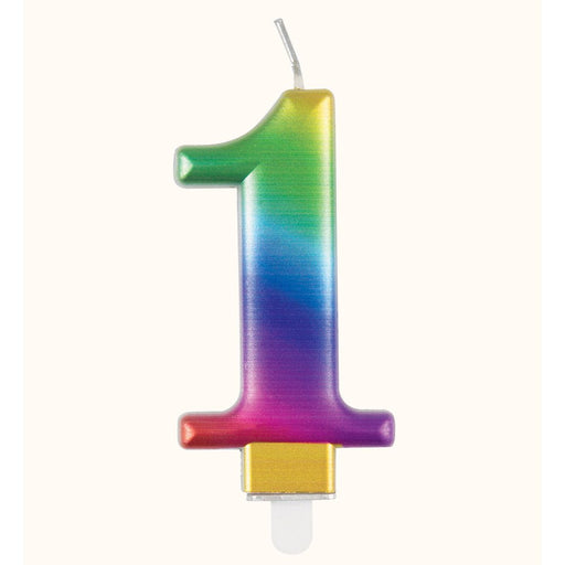 Metallic RAINBOW Number 1 Birthday Candle - Sweets 'n' Things