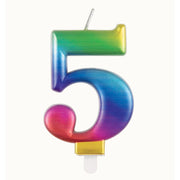 Metallic RAINBOW Number 5 Birthday Candle - Sweets 'n' Things