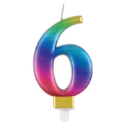 Metallic RAINBOW Number 6 Birthday Candle - Sweets 'n' Things