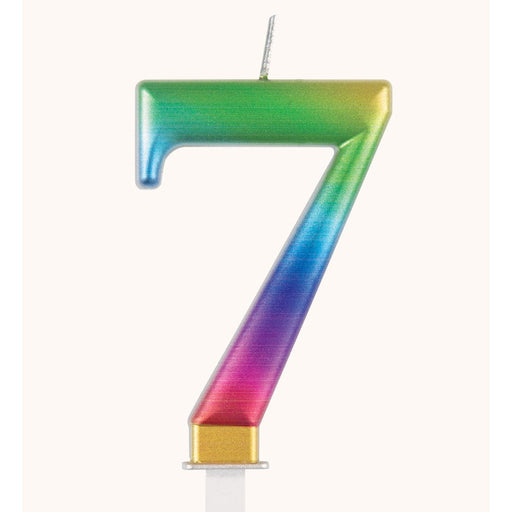 Metallic RAINBOW Number 7 Birthday Candle - Sweets 'n' Things