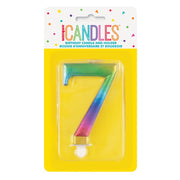 Metallic RAINBOW Number 7 Birthday Candle - Sweets 'n' Things
