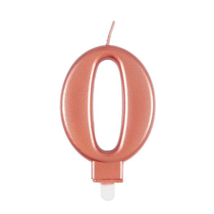 Metallic ROSE Gold Number 0 Birthday Candle - Sweets 'n' Things