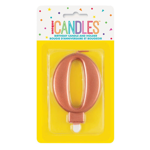 Metallic ROSE Gold Number 0 Birthday Candle - Sweets 'n' Things