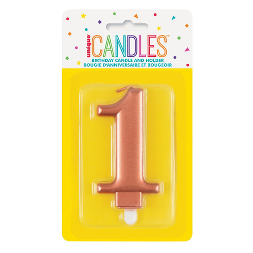 Metallic ROSE Gold Number 1 Birthday Candle - Sweets 'n' Things