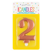 Metallic ROSE Gold Number 2 Birthday Candle - Sweets 'n' Things