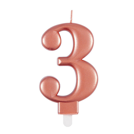 Metallic ROSE Gold Number 3 Birthday Candle - Sweets 'n' Things