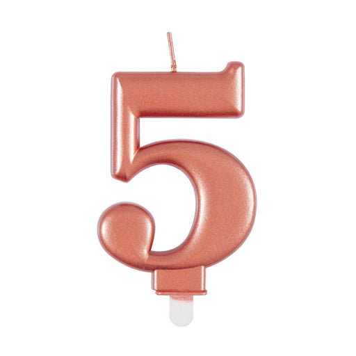 Metallic ROSE Gold Number 5 Birthday Candle - Sweets 'n' Things