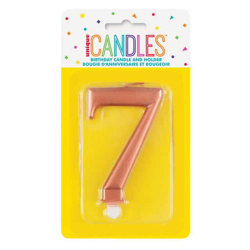 Metallic ROSE Gold Number 7 Birthday Candle - Sweets 'n' Things