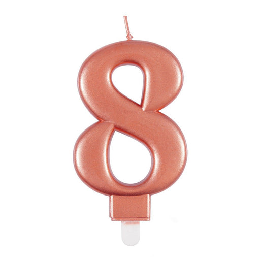Metallic ROSE Gold Number 8 Birthday Candle - Sweets 'n' Things