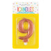 Metallic ROSE Gold Number 9 Birthday Candle - Sweets 'n' Things