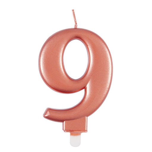 Metallic ROSE Gold Number 9 Birthday Candle - Sweets 'n' Things