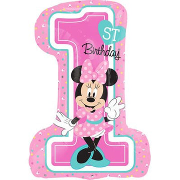 Minnie Mouse 1st Birthday SuperShape Foil Balloon (Optional Helium Inflation)