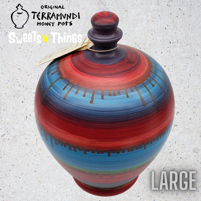 Original Terramundi Money Pot Large Colourful Pot Red Blue - Sweets 'n' Things