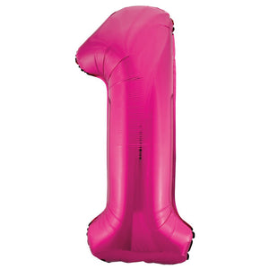Pink Number 1 Giant Foil Helium Balloon 34" (Optional Helium Inflation)