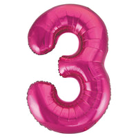 Pink Number 3 Giant Foil Helium Balloon 34" (Optional Helium Inflation)