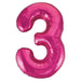 Pink Number 3 Giant Foil Helium Balloon 34" INFLATED - Sweets 'n' Things