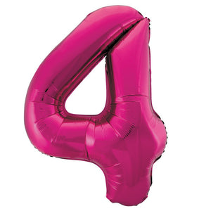 Pink Number 4 Giant Foil Helium Balloon 34" (Optional Helium Inflation)