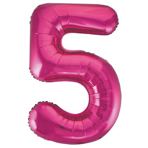 Pink Number 5 Giant Foil Helium Balloon 34" (Optional Helium Inflation)