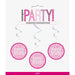 Pink & Silver Hanging Swirls 32"L "Happy Birthday" 6 Pack - Sweets 'n' Things