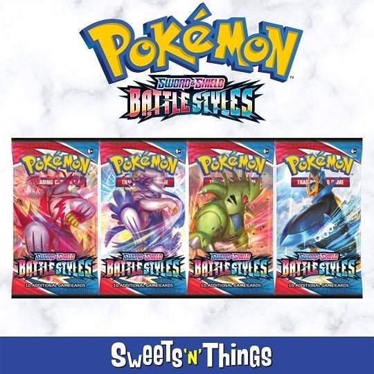 Pokmon TGC: Battle Styles Booster Packet Sword Shield 5.0 Sweets 'n' Things Pokmon TGC: Battle Styles Booster Packet Sword Shield 5.0 Sweets 'n' Things
