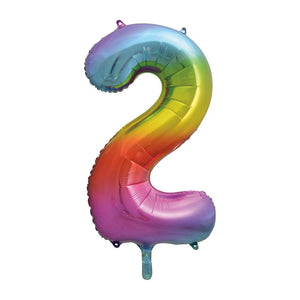 Rainbow Number 2 Giant Foil Helium Balloon 34" (Optional Helium Inflation)