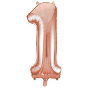 Rose Gold Number 1 Giant Foil Helium Balloon 34" (Optional Helium Inflation)