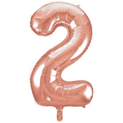 Rose Gold Number 2 Giant Foil Helium Balloon 34" (Inflated) - Sweets 'n' Things